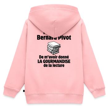 lecture, dictée, orthographe - Sweat Premium à capuche zippé enfant bio - rose - Dos - AI Model Kid Female (0cm)