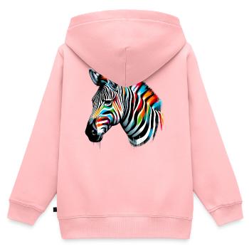 Zebra - Kinder Premium Organic Zip Hoodie - Rosa - Hinten - AI Model Kid Female (0cm)