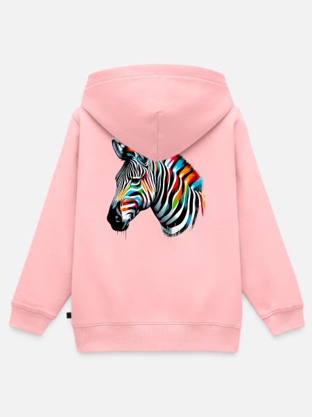 Zebra - Kinder Premium Organic Zip Hoodie - Rosa