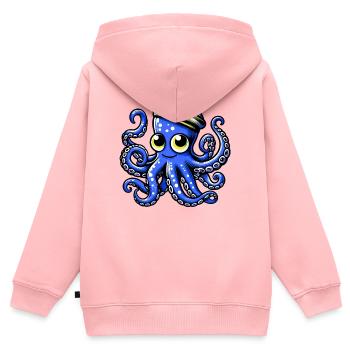 Krake - Kinder Premium Organic Zip Hoodie - Rosa - Hinten - AI Model Kid Female (0cm)