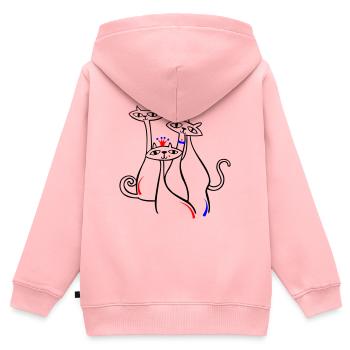 Chats en pose - Sweat Premium à capuche zippé enfant bio - rose - Dos - AI Model Kid Female (0cm)