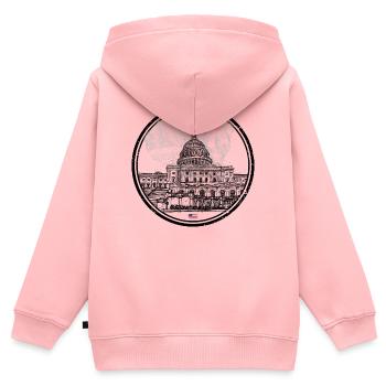 Carte patriotique du Capitole des États-Unis - Sweat Premium à capuche zippé enfant bio - rose - Dos - AI Model Kid Female (0cm)