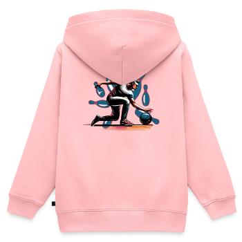 Quilleur dynamique et coloré en action - Sweat Premium à capuche zippé enfant bio - rose - Dos - AI Model Kid Female (0cm)