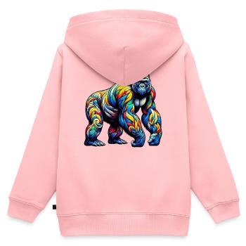 Gorilla - Kinder Premium Organic Zip Hoodie - Rosa - Hinten - AI Model Kid Female (0cm)