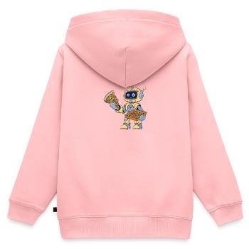 Roboter isst Pizza - Kinder Premium Organic Zip Hoodie - Rosa - Hinten - AI Model Kid Female (0cm)