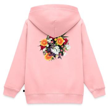 BOUQUET - Sweat Premium à capuche zippé enfant bio - rose - Dos - AI Model Kid Female (0cm)
