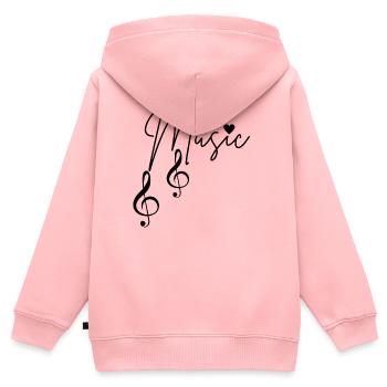 Notes de musique - Sweat Premium à capuche zippé enfant bio - rose - Dos - AI Model Kid Female (0cm)