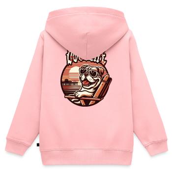 T-Shirt Usedom pour chien – Ostsee Streetwear Design - Sweat Premium à capuche zippé enfant bio - rose - Dos - AI Model Kid Female (0cm)