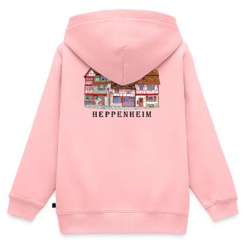 Heppenheim Altstadt., Amtsgasse Fachwerk, Odenwald - Kinder Premium Organic Zip Hoodie - Rosa - Hinten - AI Model Kid Female (0cm)