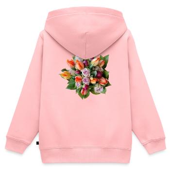 Blumenstrauß – Pastellträume - Kinder Premium Organic Zip Hoodie - Rosa - Hinten - AI Model Kid Female (0cm)