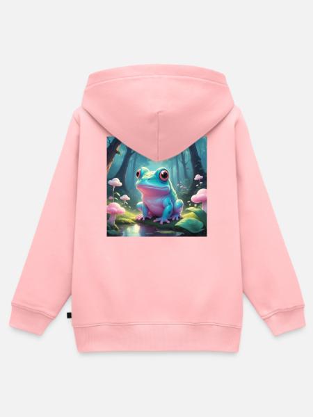 Frosch im Märchenwald - Kinder Premium Organic Zip Hoodie - Rosa