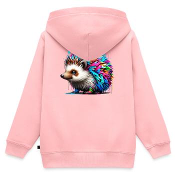 Igel - Kinder Premium Organic Zip Hoodie - Rosa - Hinten - AI Model Kid Female (0cm)
