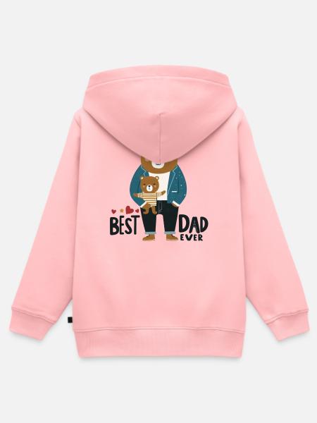 Meilleur père de tous les temps. Fête des pères - Sweat Premium à capuche zippé enfant bio - rose
