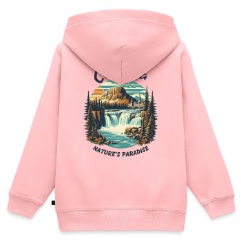 Le paysage du Canada - Sweat Premium à capuche zippé enfant bio - rose - Dos - AI Model Kid Female (0cm)