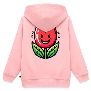 Tulipe - Sweat Premium à capuche zippé enfant bio - rose - Dos - AI Model Kid Female (0cm)