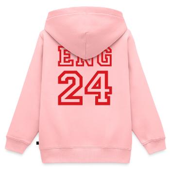 Angleterre - Sweat Premium à capuche zippé enfant bio - rose - Dos - AI Model Kid Female (0cm)