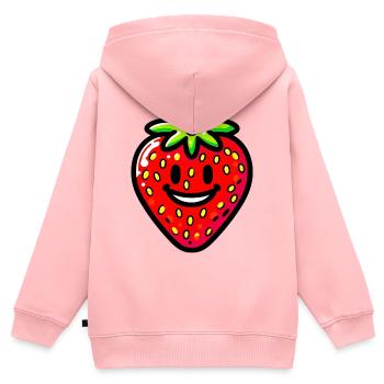 Fraises et fraises - Sweat Premium à capuche zippé enfant bio - rose - Dos - AI Model Kid Female (0cm)