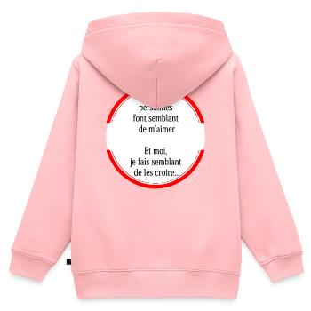 Manche Leute geben vor, mich zu lieben - Kinder Premium Organic Zip Hoodie - Rosa - Hinten - AI Model Kid Female (0cm)