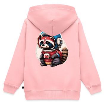 Spaceman raton laveur avec smartphone - Sweat Premium à capuche zippé enfant bio - rose - Dos - AI Model Kid Female (0cm)