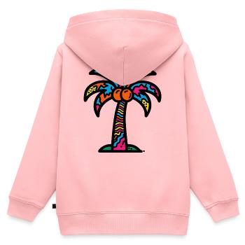Palme - Kinder Premium Organic Zip Hoodie - Rosa - Hinten - AI Model Kid Female (0cm)
