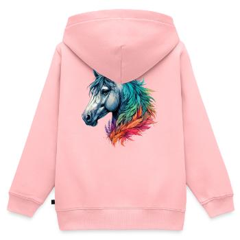 Pferd - Kinder Premium Organic Zip Hoodie - Rosa - Hinten - AI Model Kid Female (0cm)