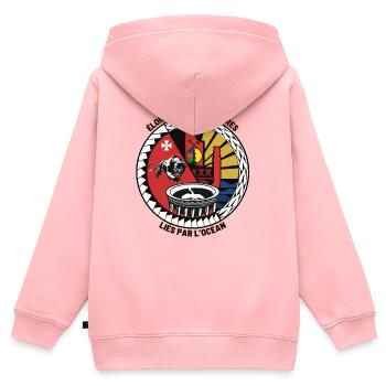 Emblème culturel indigène et maritime - Sweat Premium à capuche zippé enfant bio - rose - Dos - AI Model Kid Female (0cm)