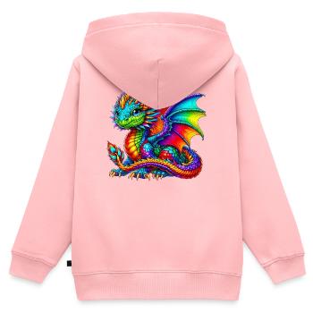 Drache - Kinder Premium Organic Zip Hoodie - Rosa - Hinten - AI Model Kid Female (0cm)