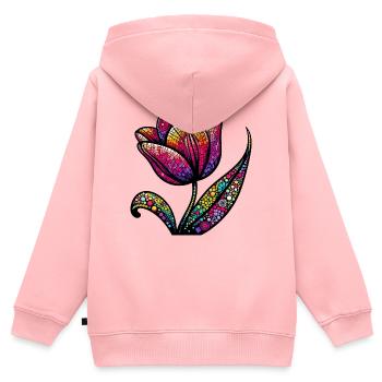 Tulipe - Sweat Premium à capuche zippé enfant bio - rose - Dos - AI Model Kid Female (0cm)
