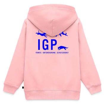 IGP Hundesport - Blau - Kinder Premium Organic Zip Hoodie - Rosa - Hinten - AI Model Kid Female (0cm)