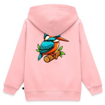 Martin-pêcheur - Sweat Premium à capuche zippé enfant bio - rose - Dos - AI Model Kid Female (0cm)