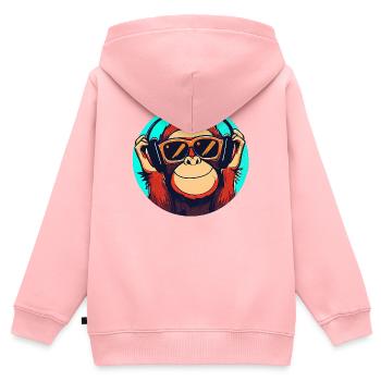 Singe - Sweat Premium à capuche zippé enfant bio - rose - Dos - AI Model Kid Female (0cm)