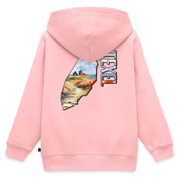 Aquarell Landkarte Texel - Kinder Premium Organic Zip Hoodie - Rosa - Hinten - AI Model Kid Female (0cm)