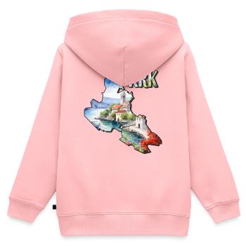 Aquarell Landkarte Krk - Kinder Premium Organic Zip Hoodie - Rosa - Hinten - AI Model Kid Female (0cm)