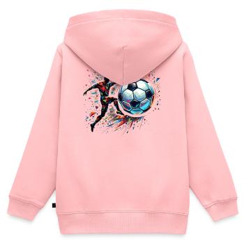 dynamischer Fußballspieler spielt Fußball - Kinder Premium Organic Zip Hoodie - Rosa - Hinten - AI Model Kid Female (0cm)