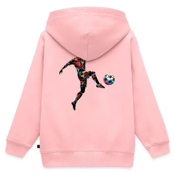 dynamischer Fußballspieler spielt Fußball - Kinder Premium Organic Zip Hoodie - Rosa - Hinten - AI Model Kid Female (0cm)