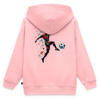 dynamischer Fußballspieler spielt Fußball - Kinder Premium Organic Zip Hoodie - Rosa - Hinten - AI Model Kid Female (0cm)