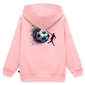 dynamischer Fußballspieler spielt Fußball - Kinder Premium Organic Zip Hoodie - Rosa - Hinten - AI Model Kid Female (0cm)