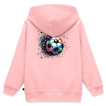 Bunt dynamisches Fußball Motiv mit Lichtreflexe - Kinder Premium Organic Zip Hoodie - Rosa - Hinten - AI Model Kid Female (0cm)