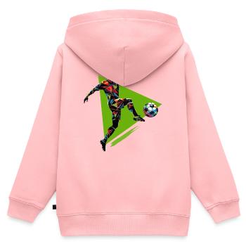 dynamischer Fußballspieler spielt Fußball - Kinder Premium Organic Zip Hoodie - Rosa - Hinten - AI Model Kid Female (0cm)