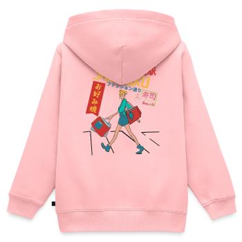 Shinjuku Shopping - Kinder Premium Organic Zip Hoodie - Rosa - Hinten - AI Model Kid Female (0cm)