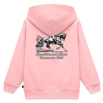 Reiter Reiterin Pferd Einheit Geschenk - Kinder Premium Organic Zip Hoodie - Rosa - Hinten - AI Model Kid Female (0cm)