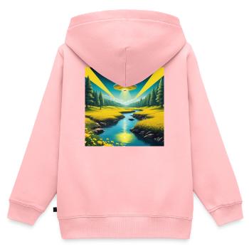 Ufo - Kinder Premium Organic Zip Hoodie - Rosa - Hinten - AI Model Kid Female (0cm)