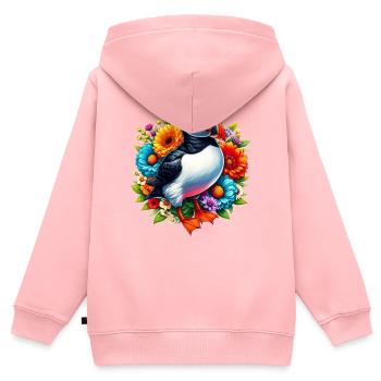 Papageitaucher - Kinder Premium Organic Zip Hoodie - Rosa - Hinten - AI Model Kid Female (0cm)