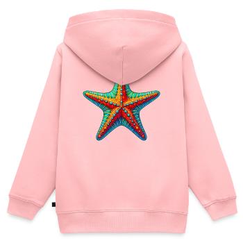 Étoile de mer - Sweat Premium à capuche zippé enfant bio - rose - Dos - AI Model Kid Female (0cm)