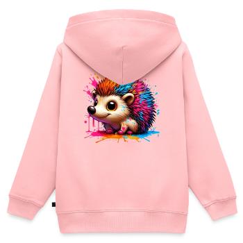 Igel - Kinder Premium Organic Zip Hoodie - Rosa - Hinten - AI Model Kid Female (0cm)