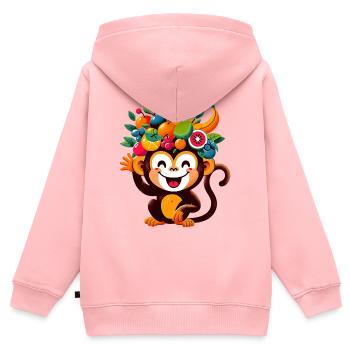 Singe - Sweat Premium à capuche zippé enfant bio - rose - Dos - AI Model Kid Female (0cm)