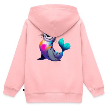 Siegel - Kinder Premium Organic Zip Hoodie - Rosa - Hinten - AI Model Kid Female (0cm)