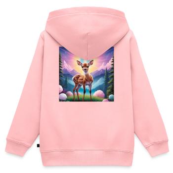 Rehkitz - Kinder Premium Organic Zip Hoodie - Rosa - Hinten - AI Model Kid Female (0cm)