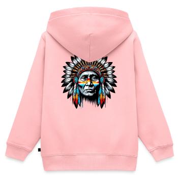 Amerikanischer Indianer Amerikanische Rote Haut - Kinder Premium Organic Zip Hoodie - Rosa - Hinten - AI Model Kid Female (0cm)