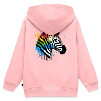 Zebra - Kinder Premium Organic Zip Hoodie - Rosa - Hinten - AI Model Kid Female (0cm)